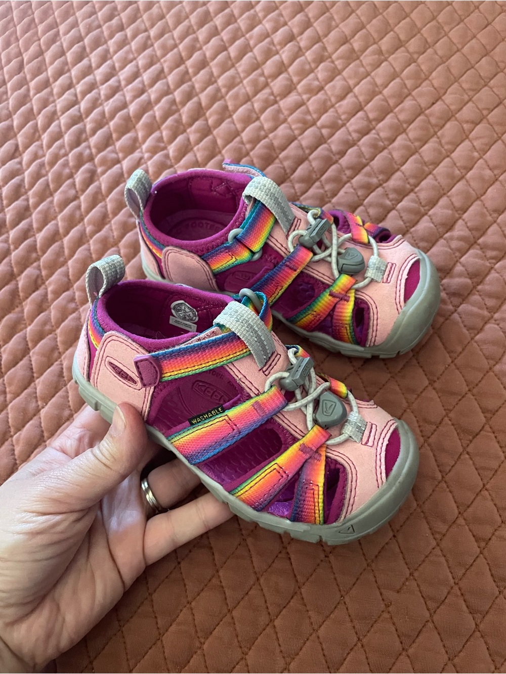 Keen Kids Pink Sandals with Rainbow Straps
